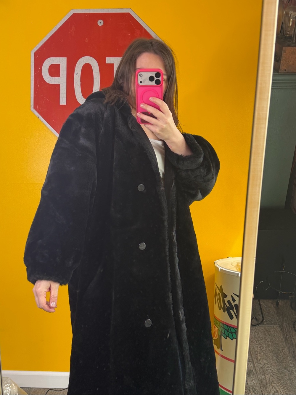 Women's Sassy J Percy Marvin Richards All Weather Black Reversible Faux Fur Coat